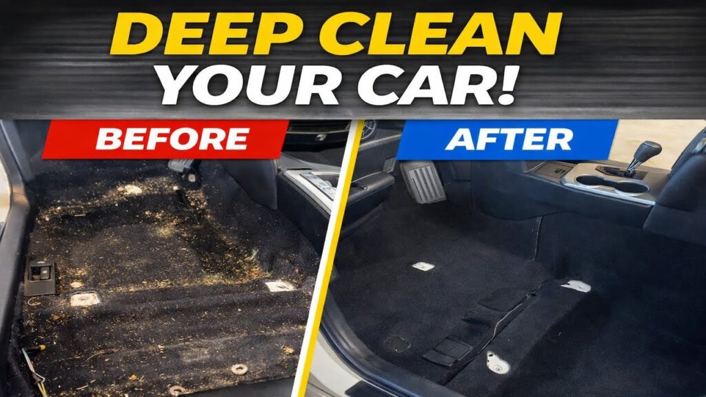 Deep clean car interior before and after – floors, seats, and trunk transformation