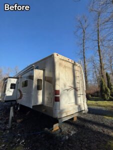 After mobile RV detailing Vancouver – clean shiny RV exterior fresh washed in Surrey, Burnaby & Langley