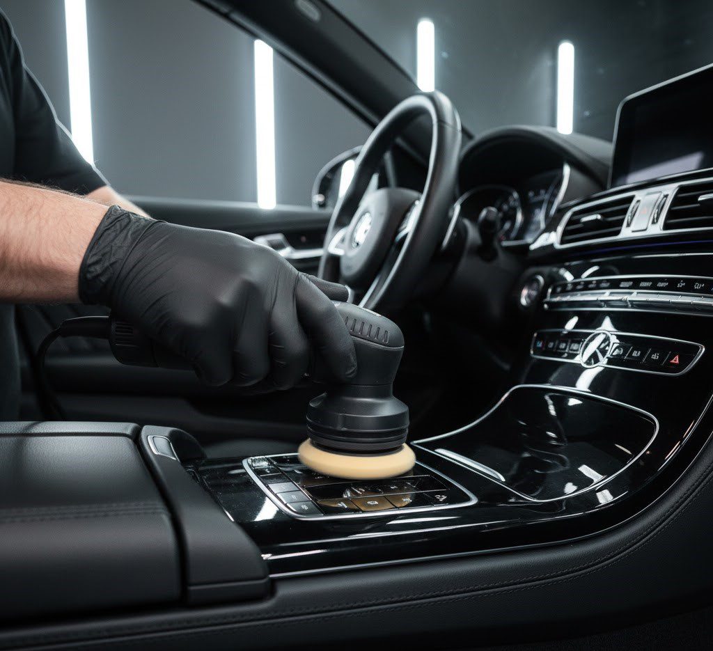 Interior polishing add-ons services Vancouver – professional mobile detailing restores dashboard and console shine in Surrey, Burnaby & Langley