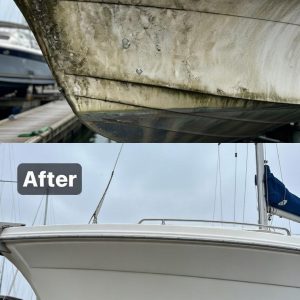 After exterior boat detailing Vancouver – shiny clean hull with fresh polish & wax in Surrey, Burnaby & Langley